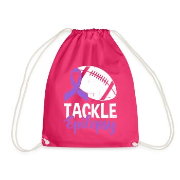 Tackle Epilepsy Volleyball Purple Ribbon Nervous - Drawstring Bag - fuchsia - Front