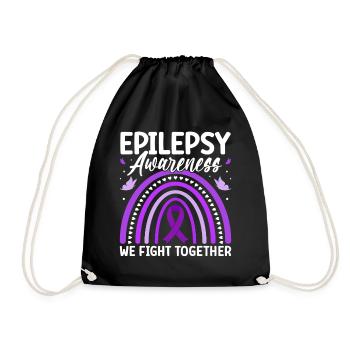 We Fight Together Purple Nervous System Epilepsy - Drawstring Bag - black - Front