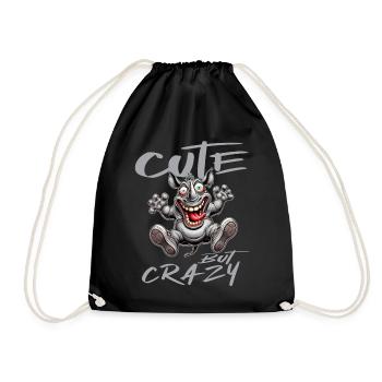Cute but Crazy Rhino Comic Style Funny Motif - Drawstring Bag - black - Front