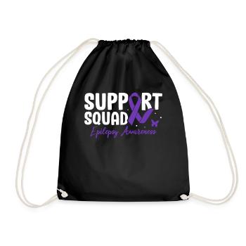 Support Squad Epilepsie-Bewusstsein Lila Band - Turnbeutel - Schwarz - Vorne