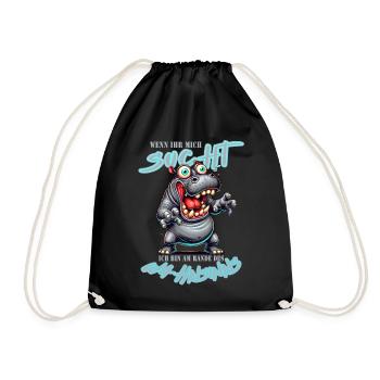 Crazy Rhino on the Edge of Madness Comic Style - Drawstring Bag - black - Front