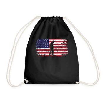 Saxophones American Flag - Drawstring Bag - black - Front