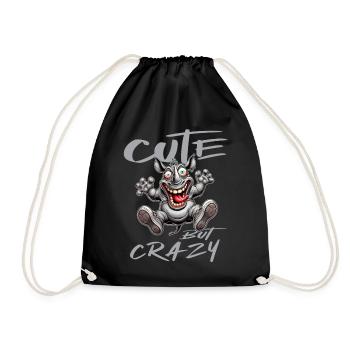 Cute but Crazy Rhino Comic Style Funny Motif - Drawstring Bag - black - Front