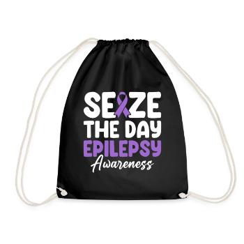 Seize The Day Purple Ribbon Nervous System - Drawstring Bag - black - Front