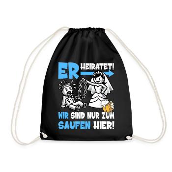 JGA T-Shirt Männer Junggesellenabschied Poltern - Turnbeutel - Schwarz - Vorne