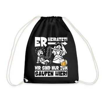 Junggesellenabschied Männer T-Shirt JGA Poltern - Turnbeutel - Schwarz - Vorne
