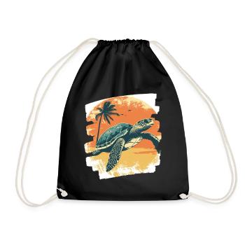 Sea Turtle Retro - Drawstring Bag - black - Front