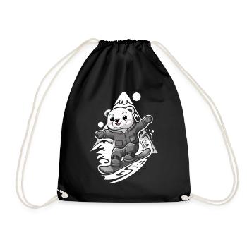 Snowboarding bear in the mountains - Drawstring Bag - black - Front