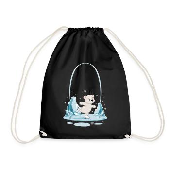 Ours polaire mignon patinant dans le - Sac de sport léger - noir - Devant