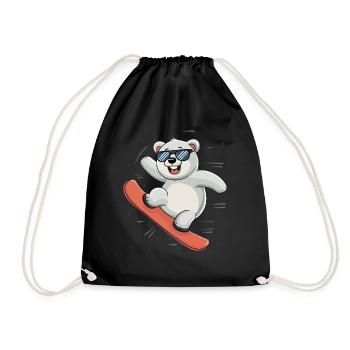 Cool Polar Bear Snowboarding Adventure - Drawstring Bag - black - Front