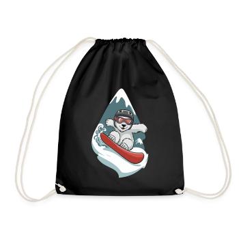 Ours des neiges à l’aventure en planche à neige - Sac de sport léger - noir - Devant