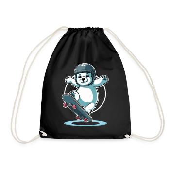 Ours polaire de skateboard avec casque - Sac de sport léger - noir - Devant