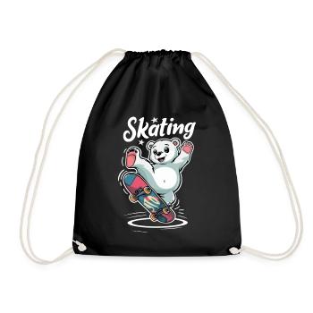 Ours mignon sur le skateboard patinant - Sac de sport léger - noir - Devant