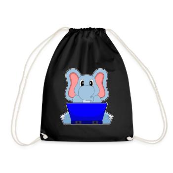 Elephant Laptop - Drawstring Bag - black - Front