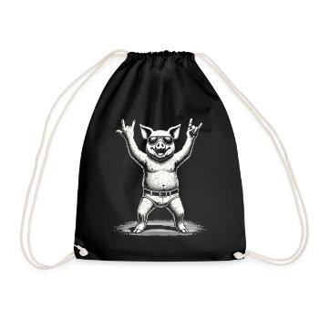 Rock Music Festival Pig Metal Concert Fun - Drawstring Bag - black - Front