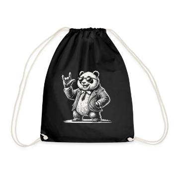 Musique rock rétro panda avec lunettes de soleil - Sac de sport léger - noir - Devant