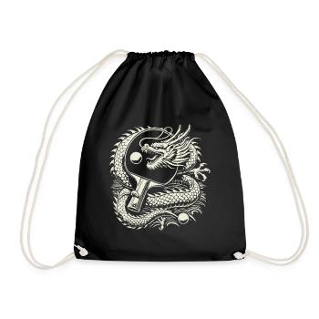 Œuvre d’art de tennis de table dragon avec raquette - Sac de sport léger - noir - Devant