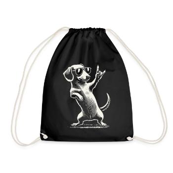 Musique rock drôle teckel chien concert design - Sac de sport léger - noir - Devant