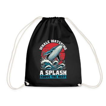 Observation des baleines : une éclaboussure au-dessus de l’animal marin - Sac de sport léger - noir - Devant