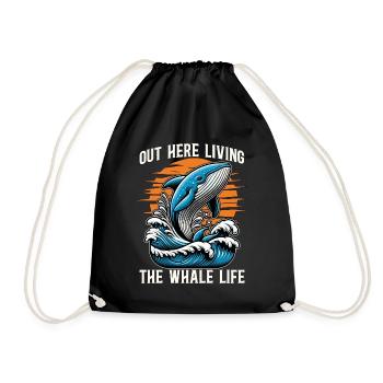 Whale Watching Out Here Living The Marine Biology - Drawstring Bag - black - Front