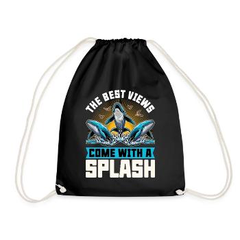 Whale Watching The Best Views Come With Sea Lover - Drawstring Bag - black - Front