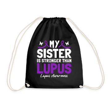 Meine Schwester ist stärker als Lupus Purple - Turnbeutel - Schwarz - Vorne