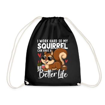 Funny Squirrel Pet Rodent Woodland Animal - Drawstring Bag - black - Front