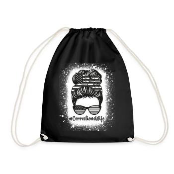 Corrections Wife Messy Bun Correctional Officer - Drawstring Bag - black - Front
