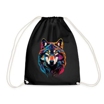Wolf Liebhaber Wildtier Kunst Wolf Bunt Tier - Turnbeutel - Schwarz - Vorne