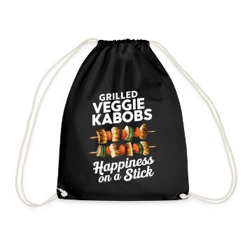Gegrillte Veggie-Spieße Glück am Spieß - Turnbeutel - Schwarz - Vorne