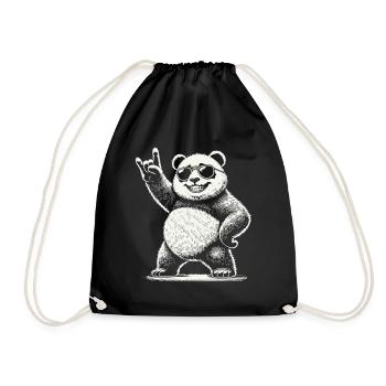 Heavy Metal Musik Panda Mit Sonnenbrille - Turnbeutel - Schwarz - Vorne