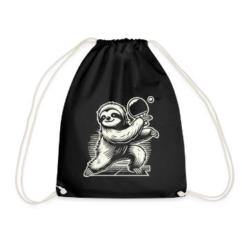 Sloth Table Tennis Fun for Animal Lovers - Drawstring Bag - black - Front
