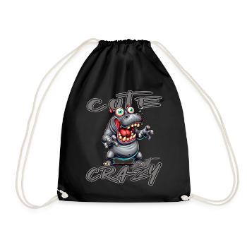 Motif drôle de bande dessinée hippopotame mignon mais fou - Sac de sport léger - noir - Devant
