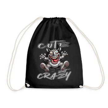 Cute but Crazy Rhino Comic Style Funny Motif - Drawstring Bag - black - Front