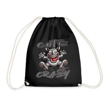 Motif drôle de bande dessinée de rhinocéros mignon mais fou - Sac de sport léger - noir - Devant