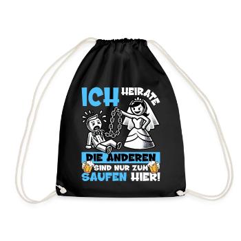 JGA Männer T-Shirt Bräutigam Junggesellenabschied - Turnbeutel - Schwarz - Vorne