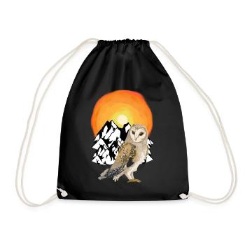 Mountain Owl Nature Wilderness Sunset - Drawstring Bag - black - Front