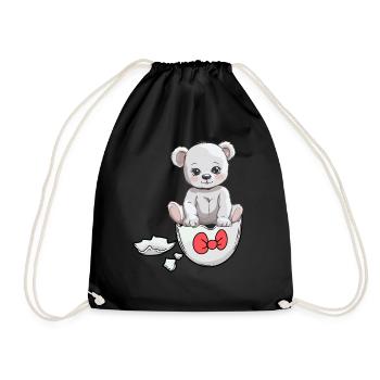 Teddy Bear Birth Baby Eggshell Hatch - Drawstring Bag - black - Front