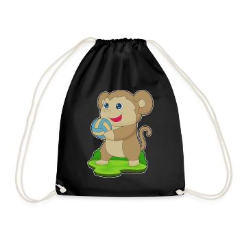 Monkey Volleyball Player Volleyball - Drawstring Bag - black - Front