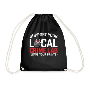Soutenez votre laboratoire criminel local Crime médico-légal amusant - Sac de sport léger - noir - Devant