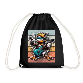 Duck Rock and Roll Guitarist - Drawstring Bag - black - Front