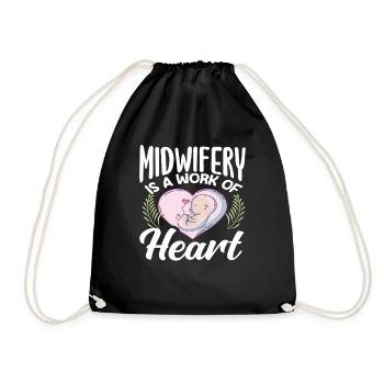 Sage-femme Travail du cœur Bébé Amour - Sac de sport léger - noir - Devant