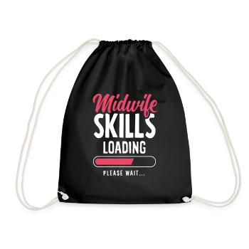 Midwifery Skills Loading Please Wait - Drawstring Bag - black - Front