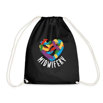 Sage-femme Cœur Mains Diversité Sage-femme - Sac de sport léger - noir - Devant