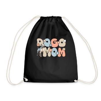 Dogo Argentino Dog Groovy Dogo Mom - Drawstring Bag - black - Front