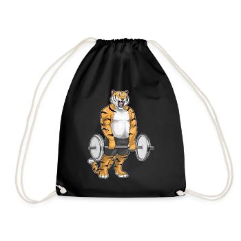 Tiger Bodybuilder Langhantel Bodybuilding - Turnbeutel - Schwarz - Vorne