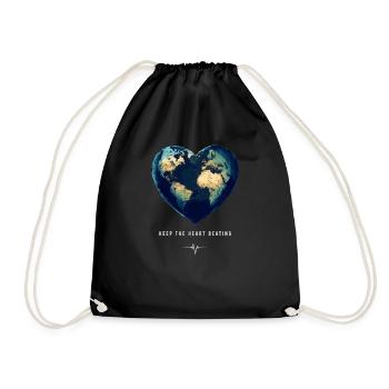 Keep the Heart Beating Earth Earth Day Environment - Drawstring Bag - black - Front