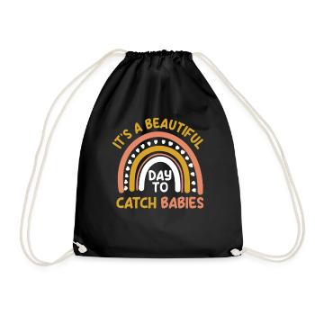 Beautiful day for midwives Baby happiness - Drawstring Bag - black - Front
