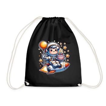 Astronaut Birthday - Drawstring Bag - black - Front