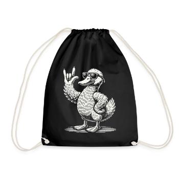 Heavy Metal Duck Funny Festival Fun - Drawstring Bag - black - Front